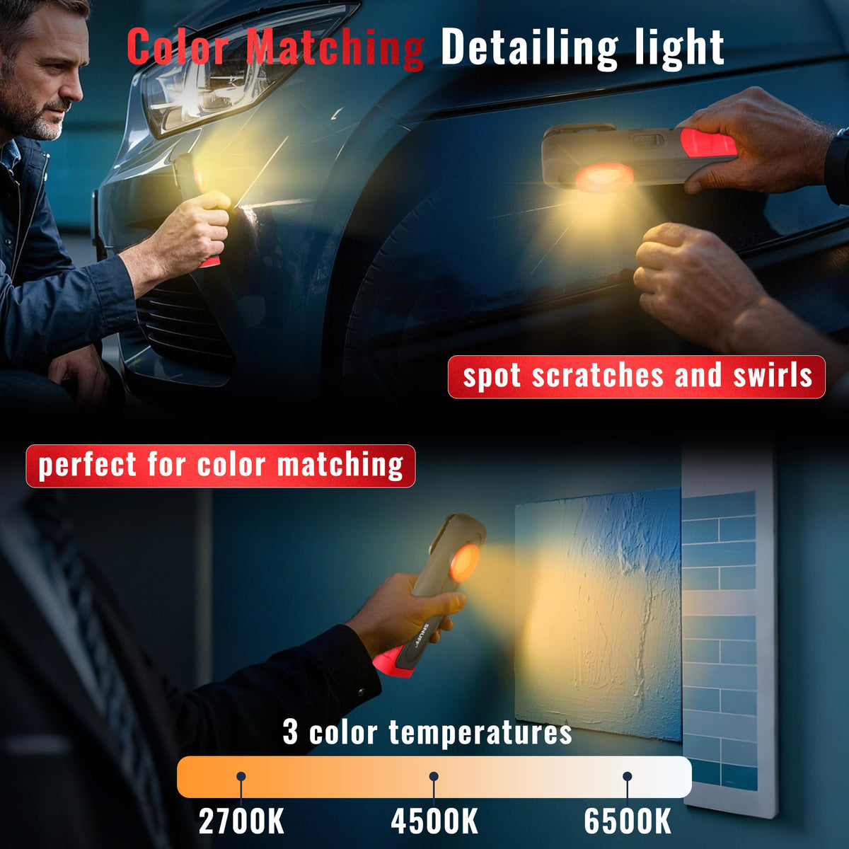 SNUFF 600LM detailing light in spotlight mode for precise spot work