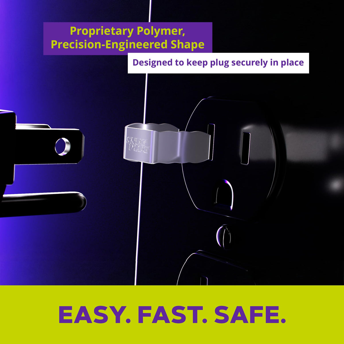 Compact, discreet Snug Plug saver helping tidy outlet area