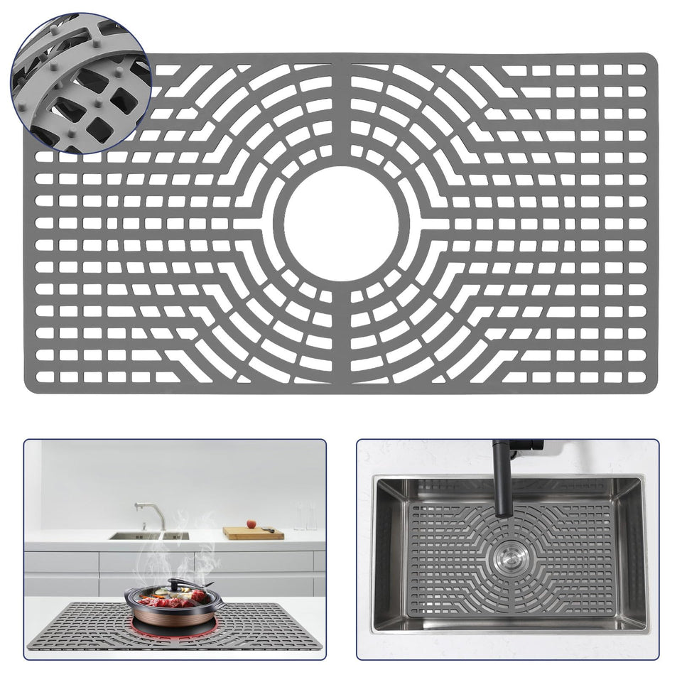 Snuggery silicone sink protector 24x12 with center drain hole and cushioned protection.