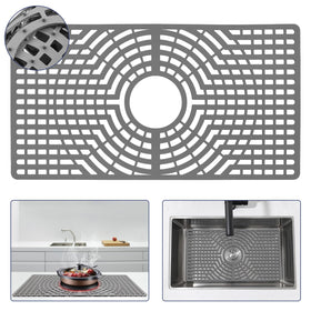 Snuggery silicone sink protector with center drain hole; protects dishes while draining.