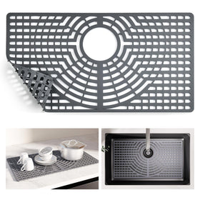 Snuggery silicone sink protector in kitchen, protects dishes from scratches