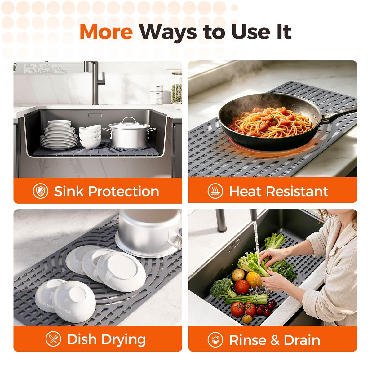 Snuggery sink protector used as a defrosting area for frozen foods