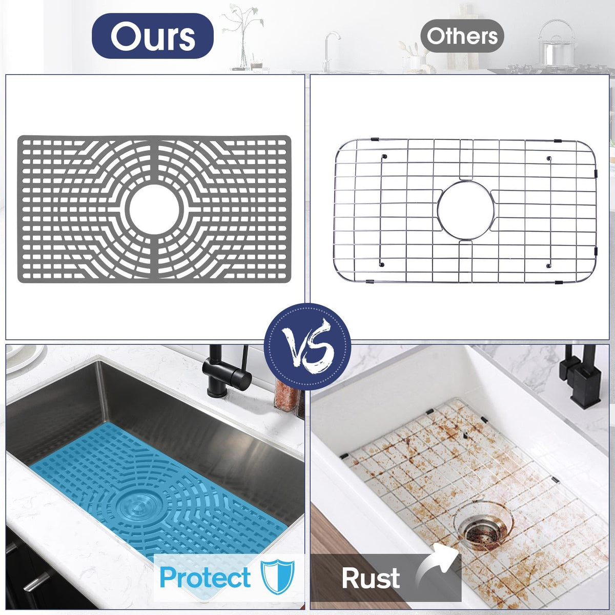 Snuggery silicone sink protector is dishwasher-safe and resists buildup for easy cleaning.