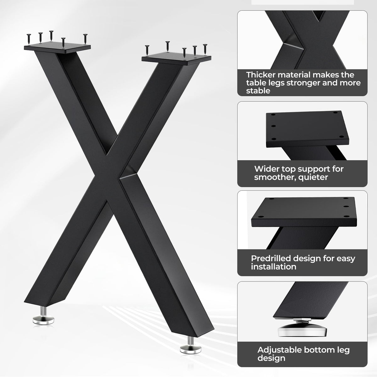 SNYXXOZ coffee table legs installation-ready with pre-drilled mounting plate for quick DIY setup