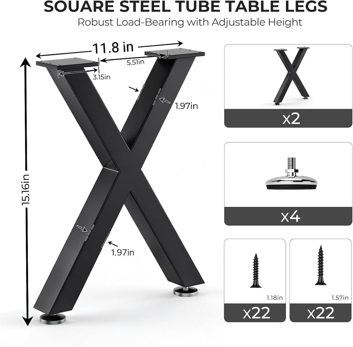 SNYXXOZ coffee table legs close-up on laser-welded joints and black finish
