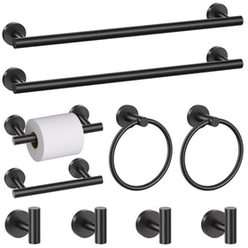 SOAEZ black bathroom hardware set shown together for a cohesive modern bath.