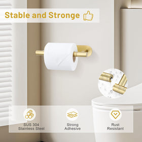Soaez brushed-gold dual-base design keeps towels stable and ready for a new roll.