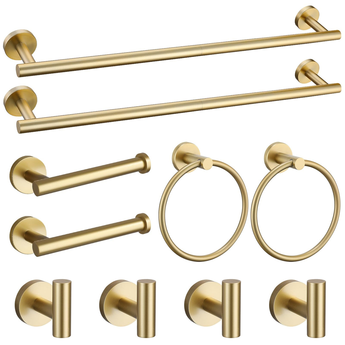 Soaez brushed gold towel bar 23.6-inch for tidy, quick-drying bathrooms.