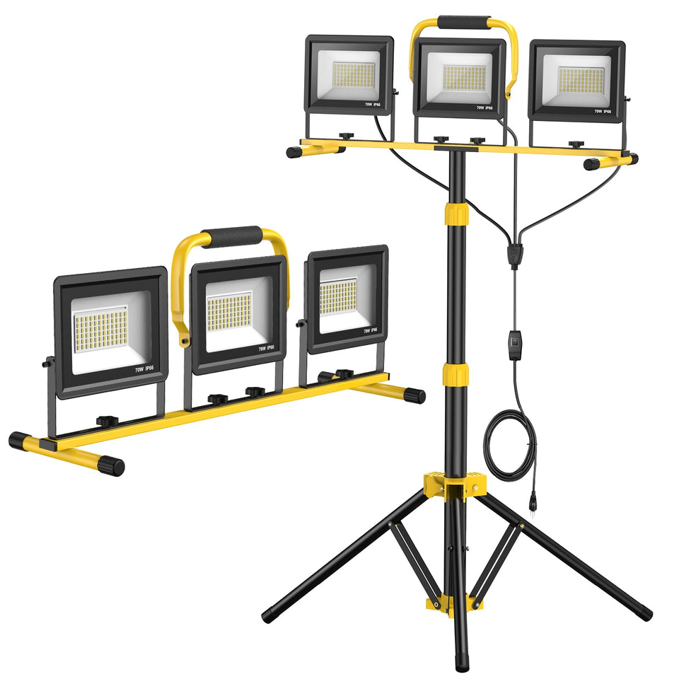 SOARFLY LED work light on stand — bright, versatile lighting for construction.