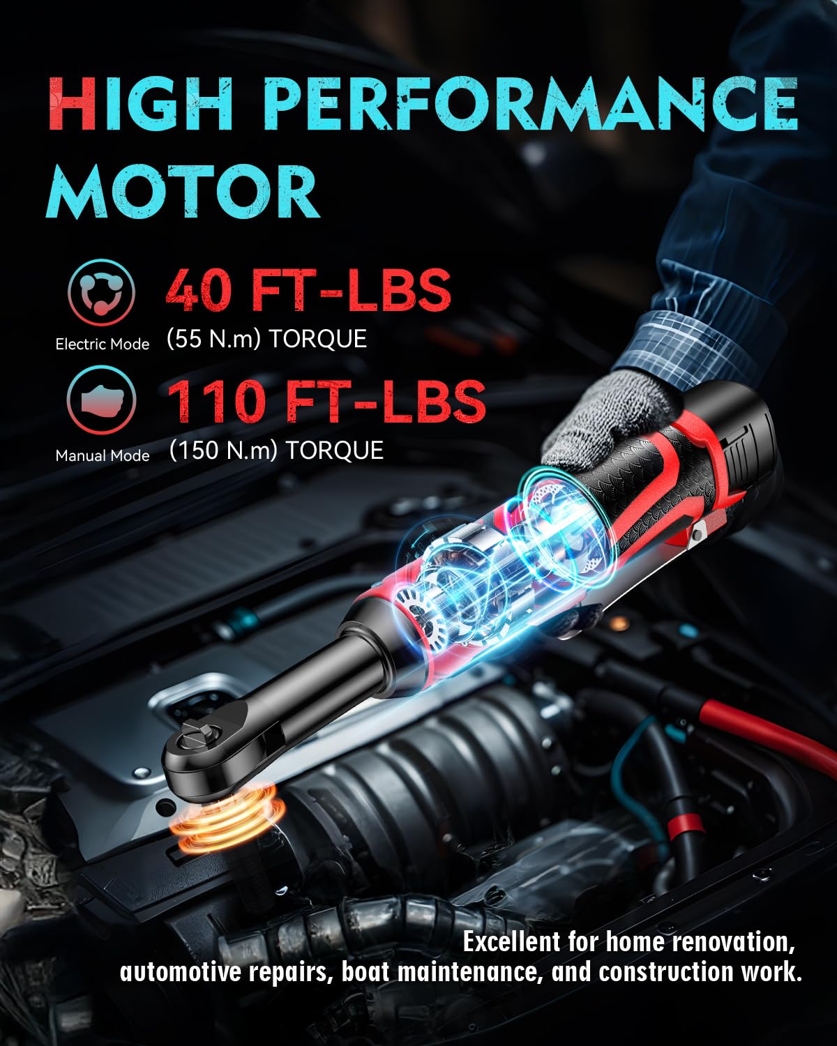 Variable speed control from 0 to 450 RPM for precise fastening.