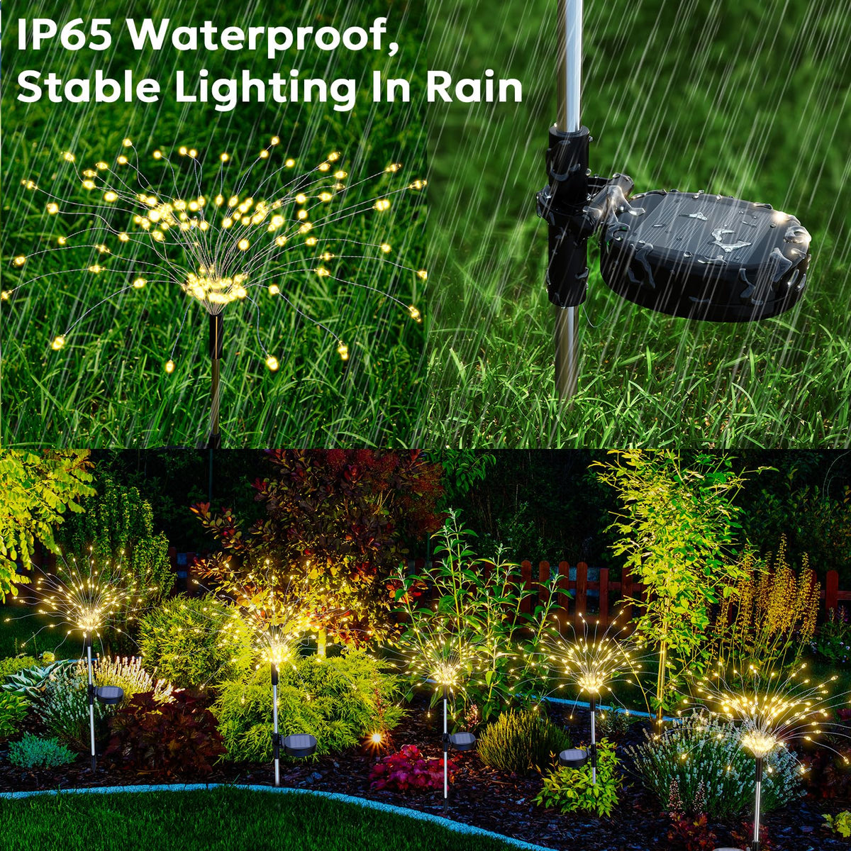 Soarling Solar Fireworks Lights steady mode provides soft, consistent garden ambiance