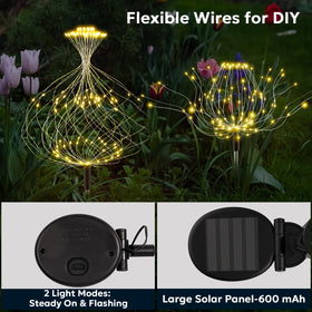 Soarling Solar Fireworks Lights adorn patio and lawn for celebrations and nightly charm