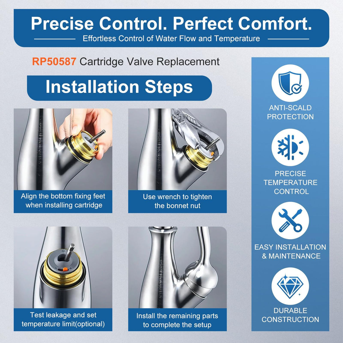 SOASEMBE easy DIY replacement for single-handle faucets.