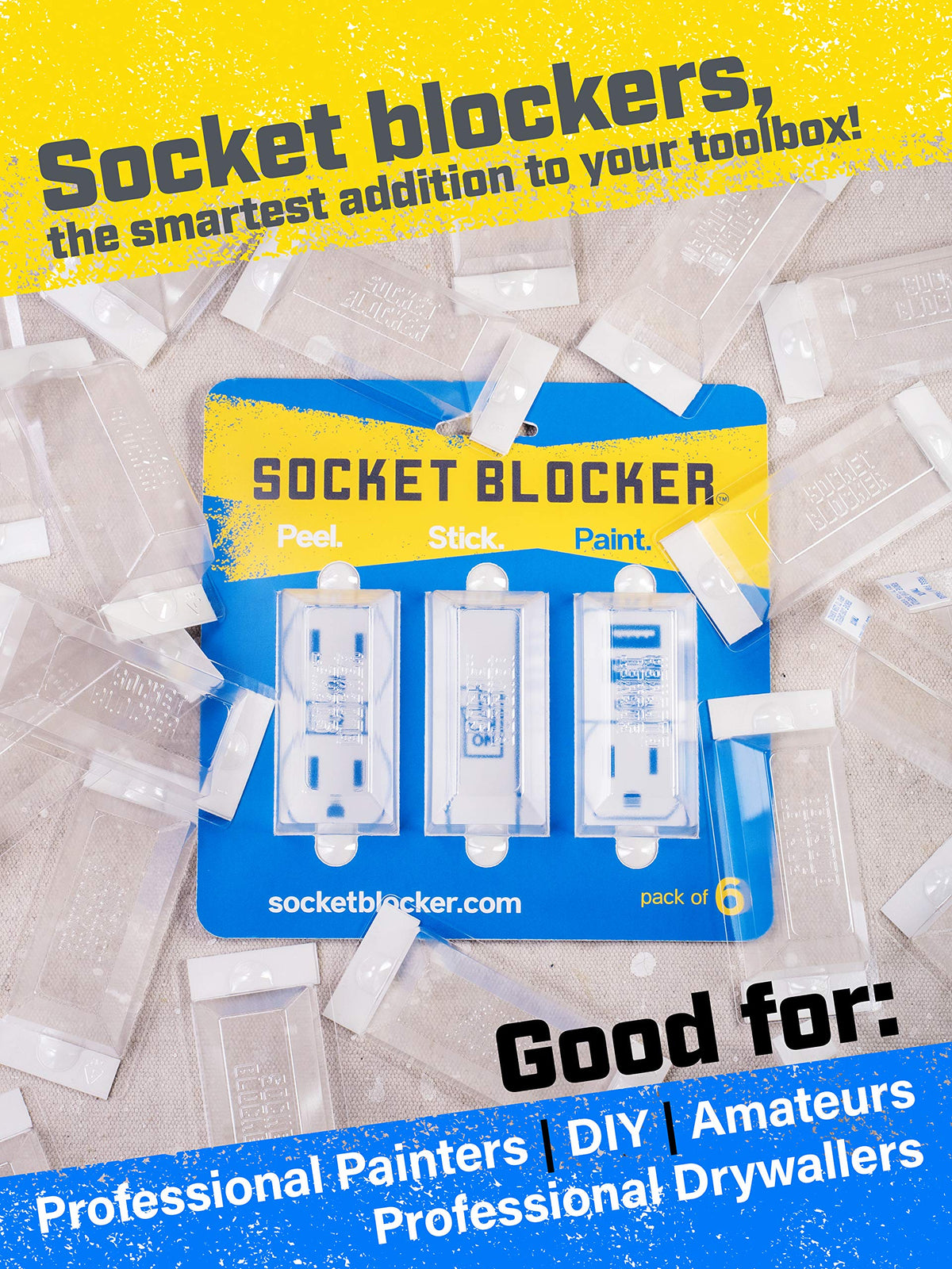 Packaged Socket Blocker 30-pack for bulk painting projects