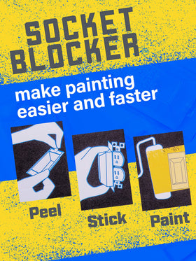 Close-up of Socket Blocker adhesive foam on an outlet