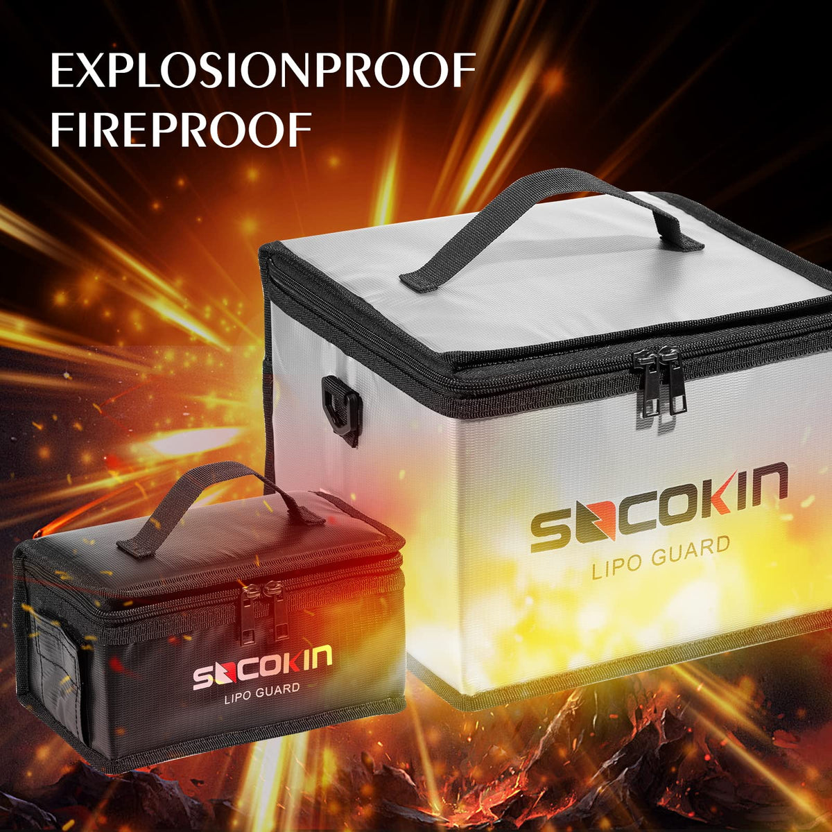 Interior fiberglass lining of Socokin bag withstands heat during storage