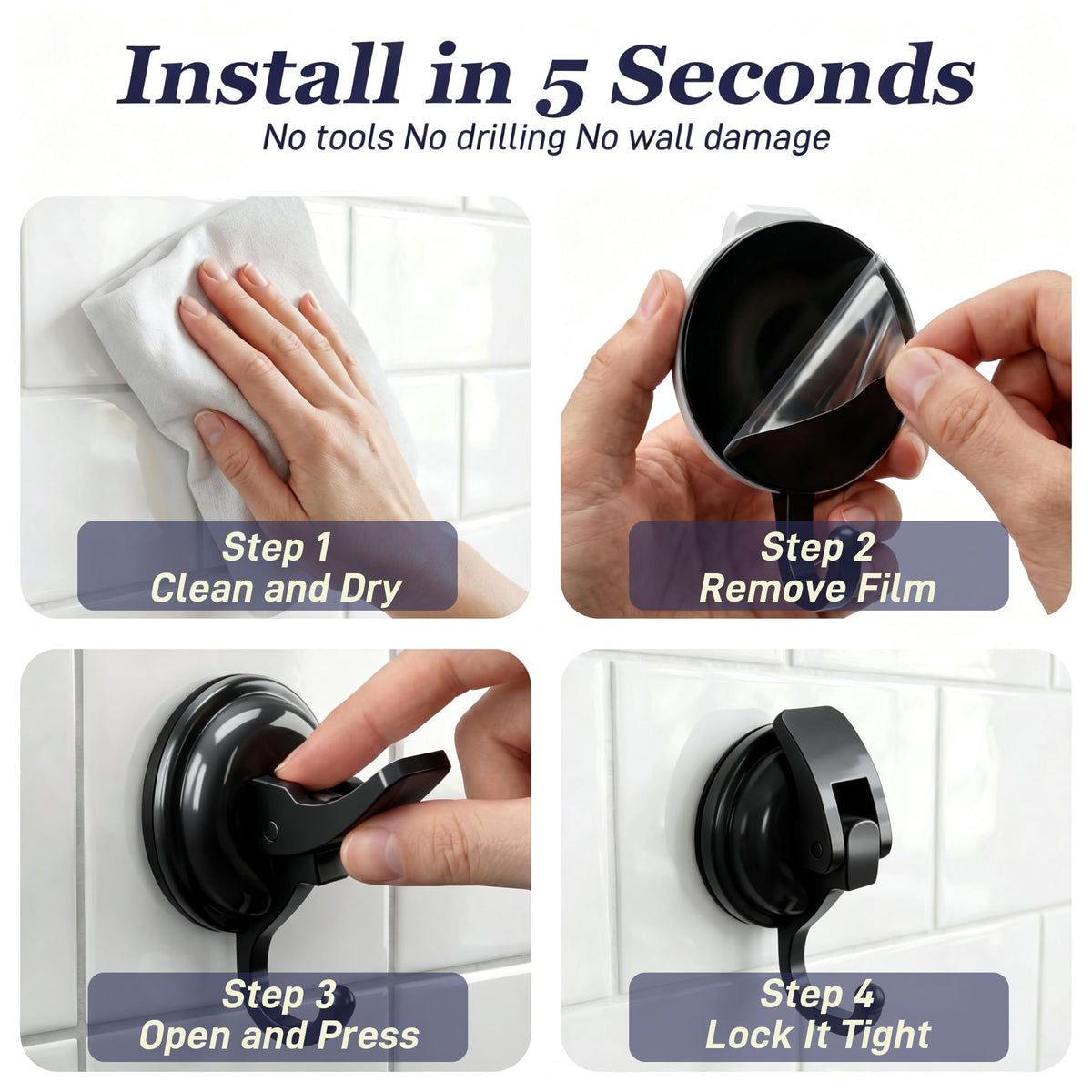 SOCONT hook for sponges on tile keeps sink area organized.