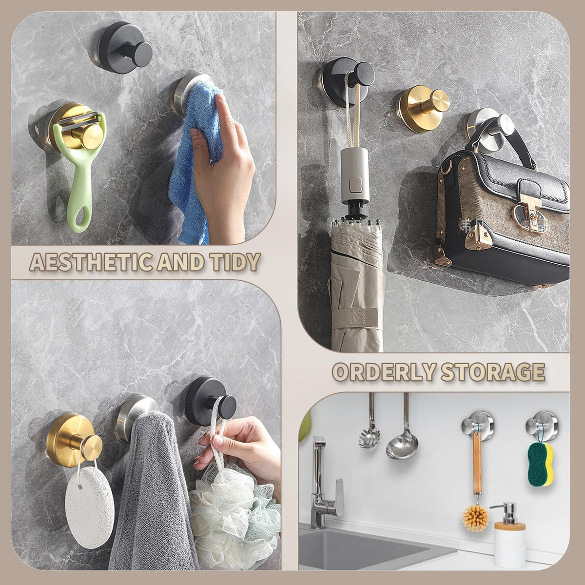 SOCORIA multipurpose suction hook, ideal for towels, coats, and light items.