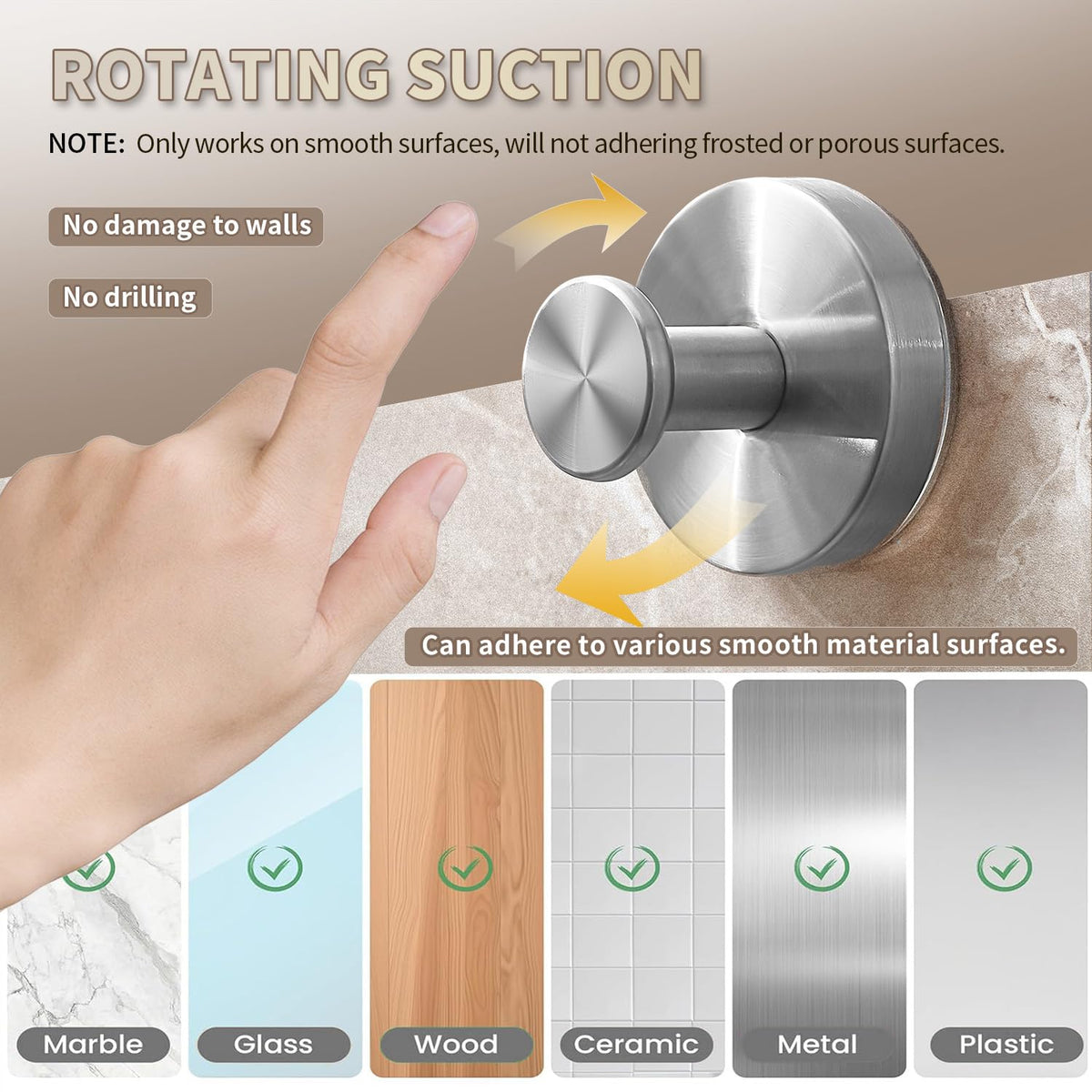 SOCORIA suction hook in kitchen for towels and tools, no wall damage