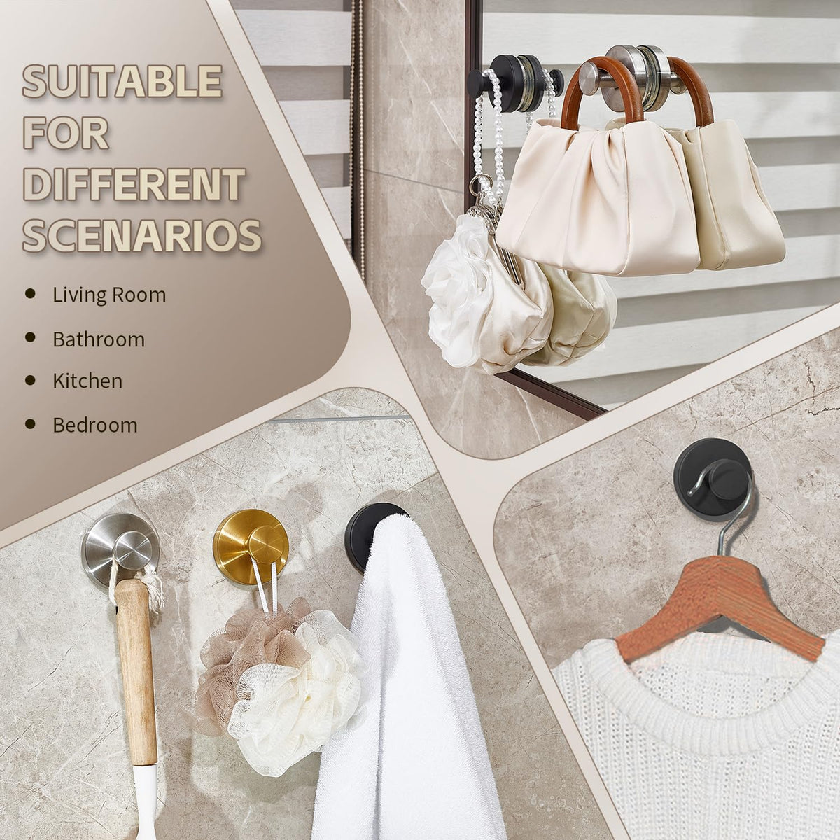 SOCORIA upgraded suction hook on shower tile delivering strong hold