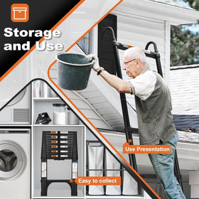 Soctone ladder rated for 330lbs capacity supports sturdy climbs with heavy tools.