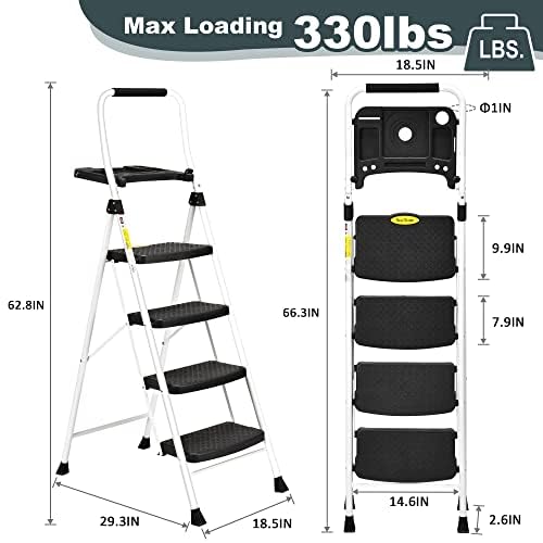 Soctone 4-Step Ladder anti-slip design with wide pedals and lock