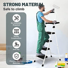Soctone 4-Step Ladder tool platform holds paints and tools securely