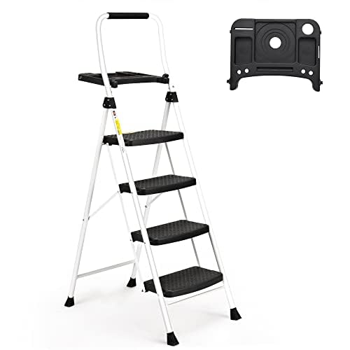 Soctone 4-Step Ladder top platform for reaching shelves and cabinets