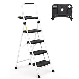 Soctone 4-Step Ladder top platform for reaching shelves and cabinets