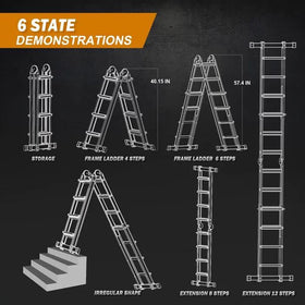Soctone ladder 14-ft extension for greater reach in home and outdoor tasks.