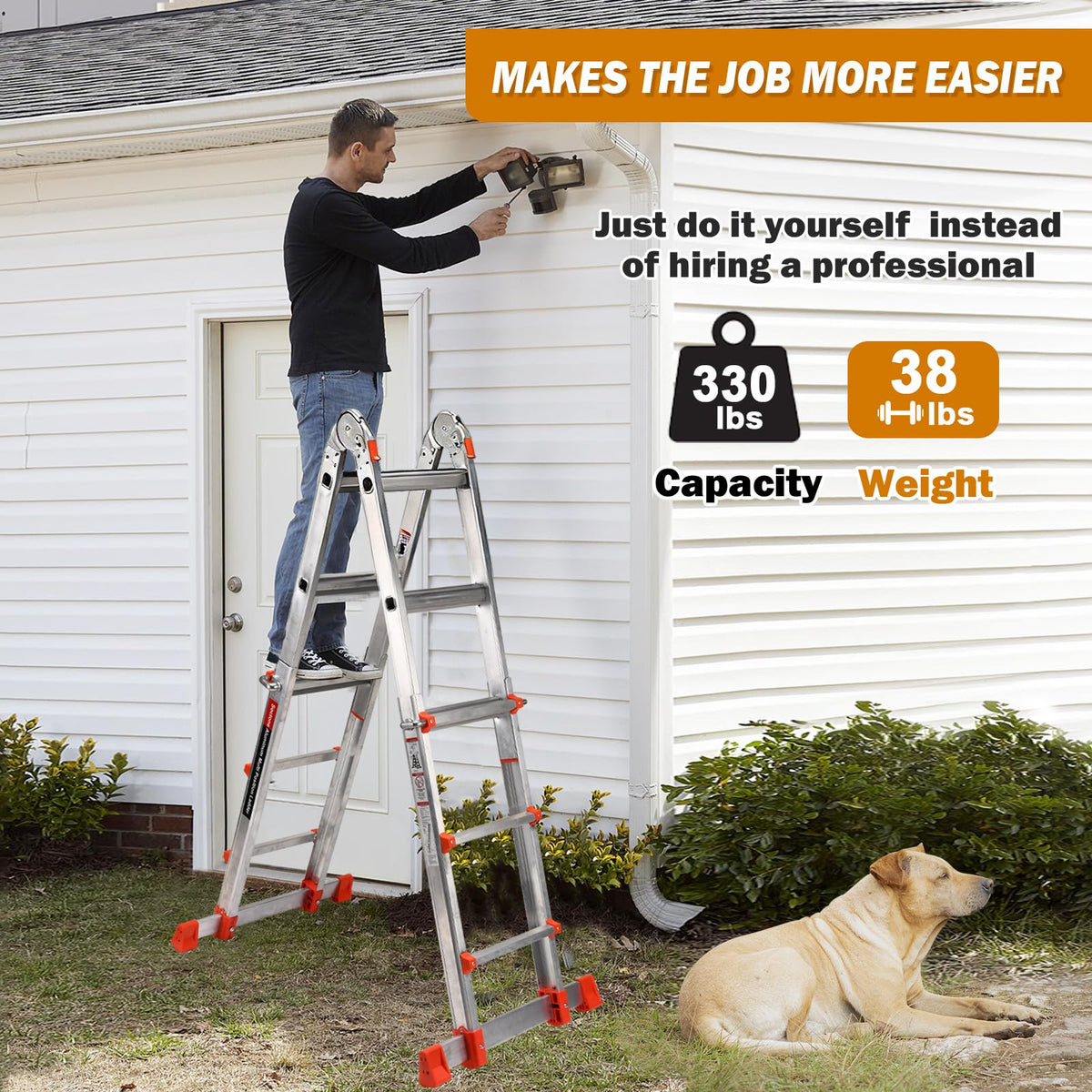Soctone ladder suitable for indoor maintenance and outdoor projects.