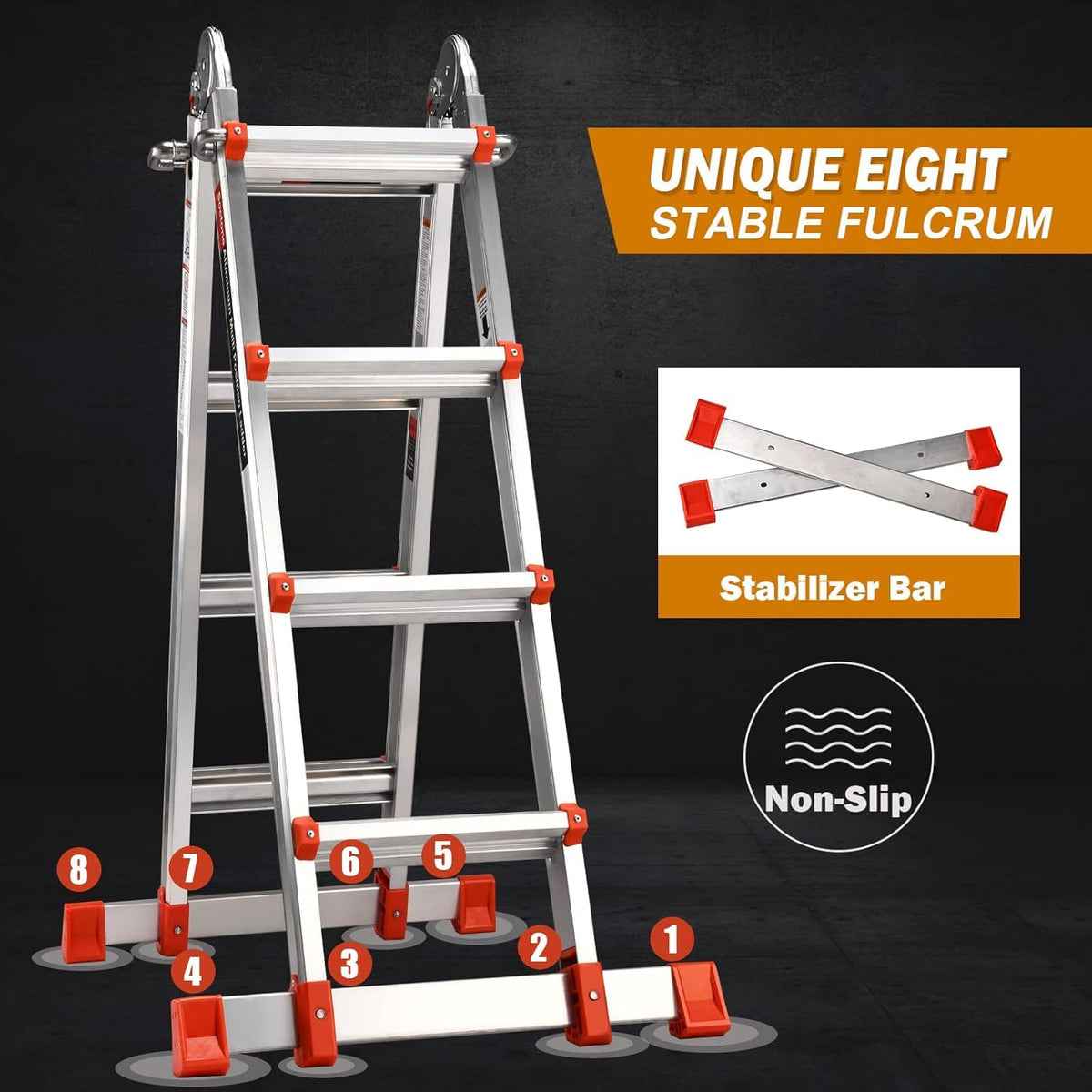 Soctone ladder safety hinge lock maintains secure, smooth retraction.