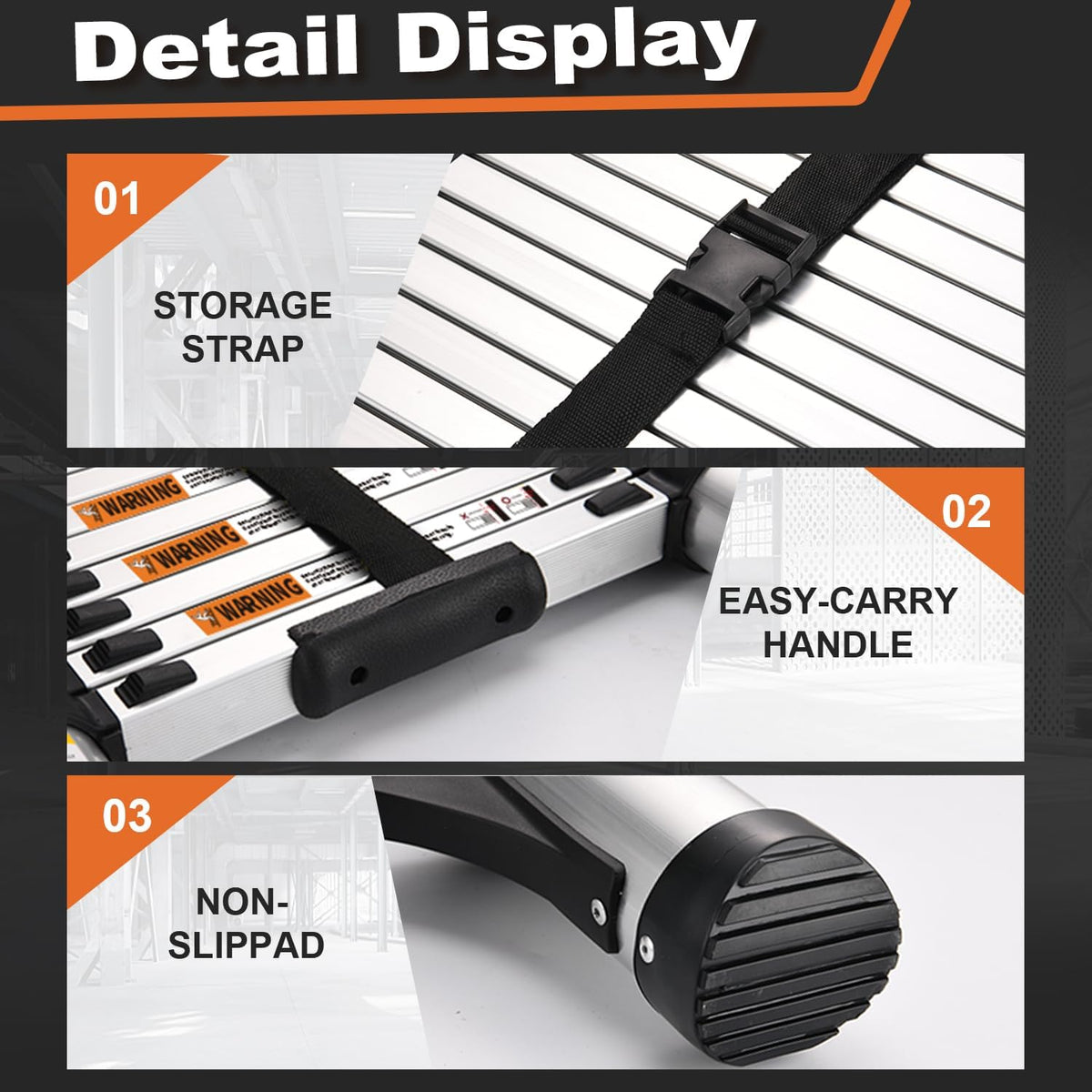 Soctone retractable ladder with fixed belt for easy portability