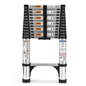 Soctone telescoping ladder with triangle stabilizers enhances indoor stability for ceiling tasks