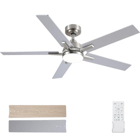 SODSEA 52-inch ceiling fan with brushed nickel finish and integrated light for bedrooms and living spaces