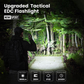Sofirn SP35T beam distance shows 280m reach for outdoor visibility.