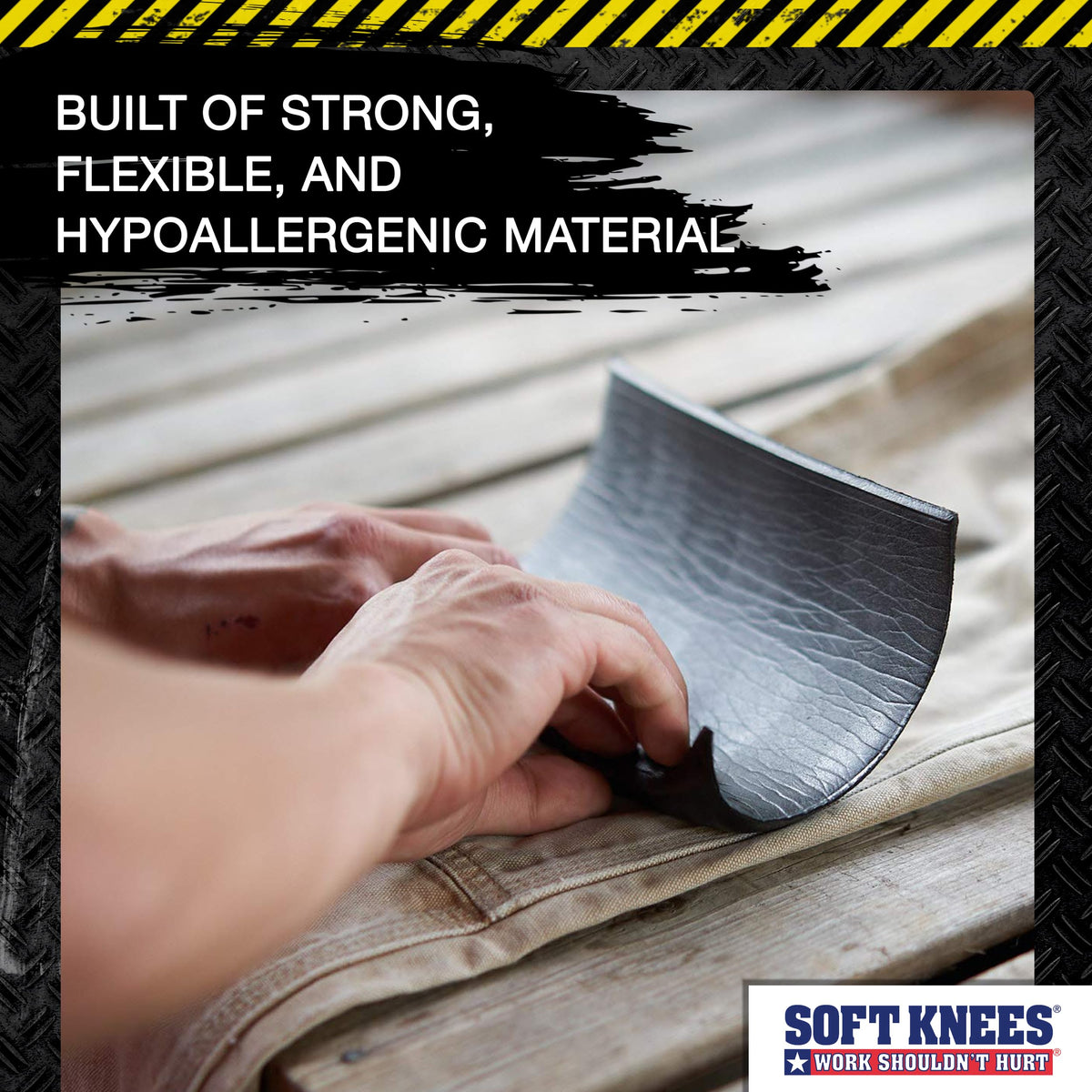 Soft Knees knee inserts protect knees during long shifts in construction.