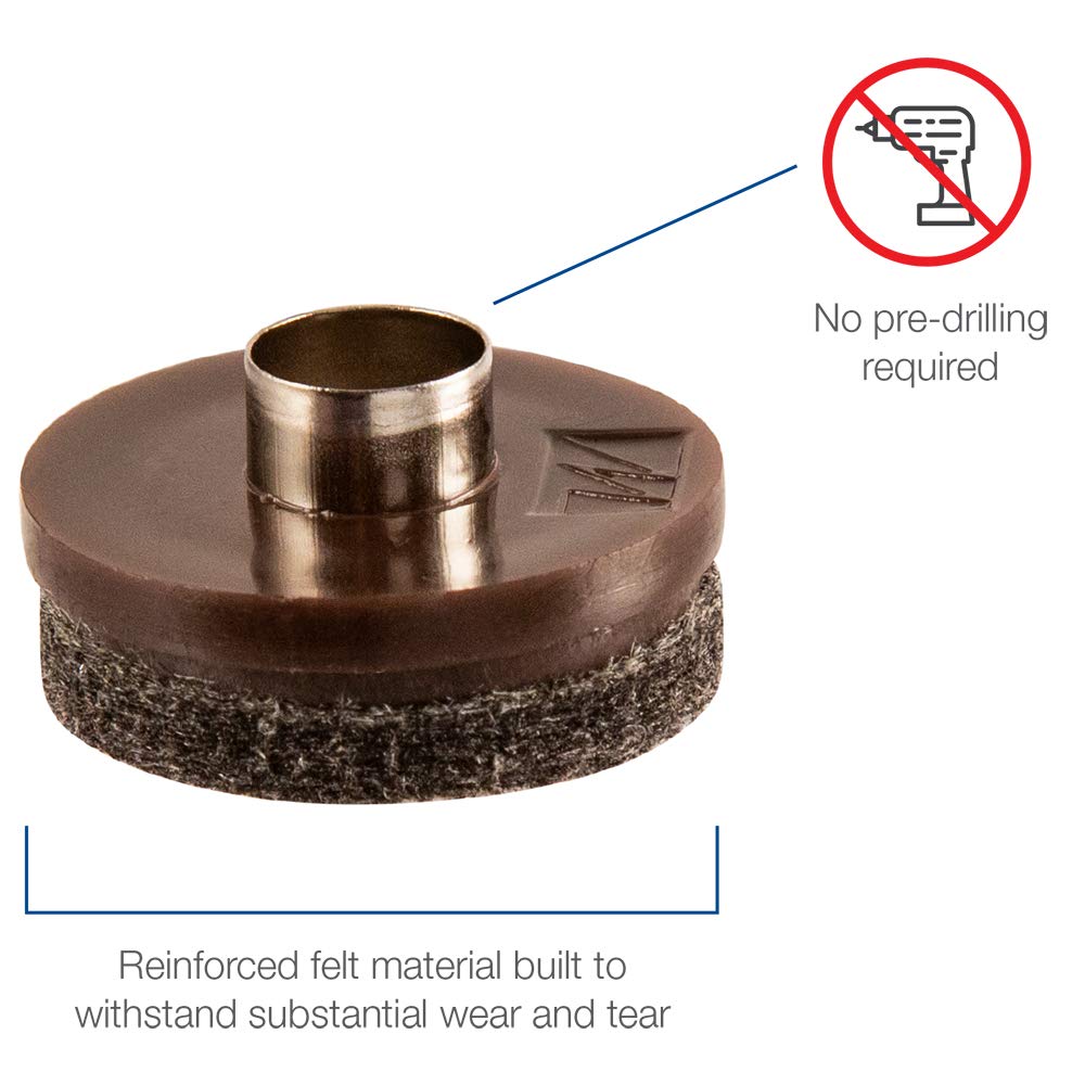 SOFTTOUCH 1-inch round nail-on felt pad reduces floor scratches on hard surfaces.