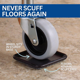 SoftTouch square caster cups protect hardwood floors from scratches and dents.
