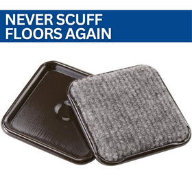 SoftTouch square caster cups under sofa leg keep furniture centered during everyday use.
