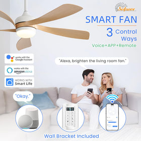Sofucor smart ceiling fan works with Alexa and Google for hands-free control.
