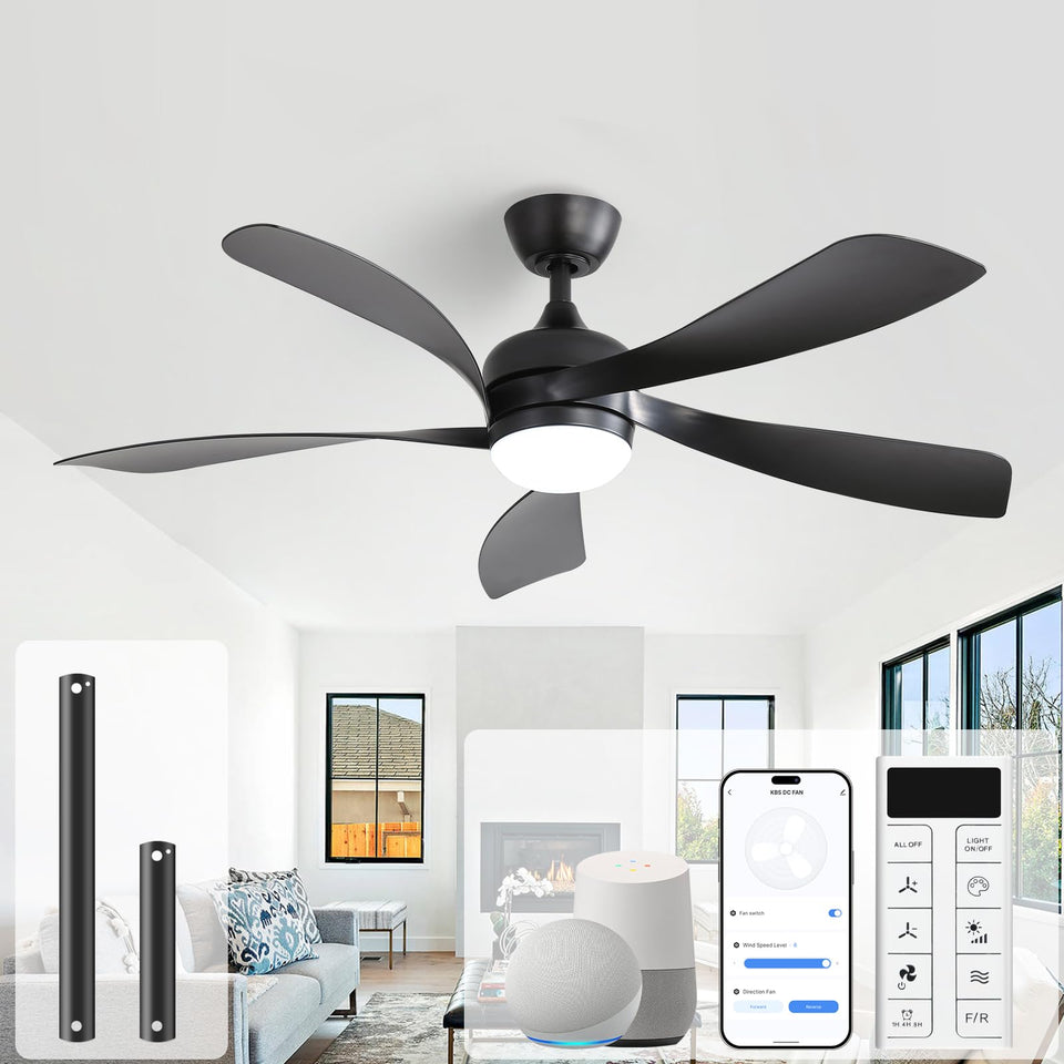 Sofucor 52-inch ceiling fan with lights in full living room view for ambiance
