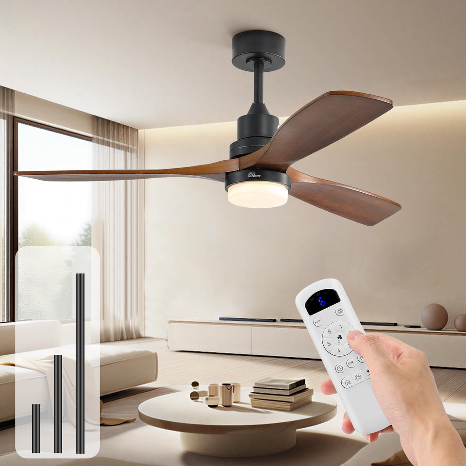 Sofucor 52-inch ceiling fan with walnut blades for durable, stylish decor and cooling