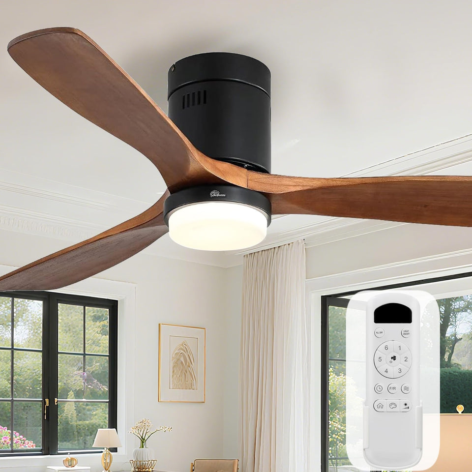 sofucor 52-inch flush-mount fan with light and remote for living spaces