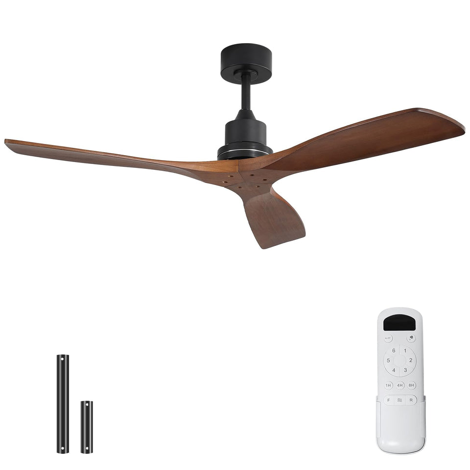 Sofucor 52in no-light outdoor ceiling fan with remote for patio comfort