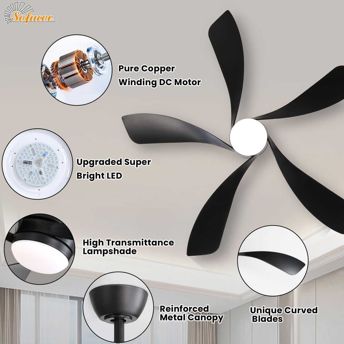 Sofucor downrods 5 and 10 inches for flexible ceiling mounting