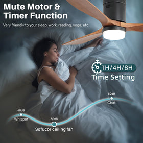 sofucor wood blades ceiling fan closeup with quiet operation