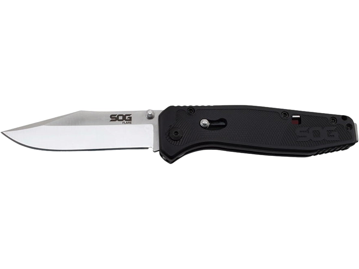 SOG Flare folding knife blade, 3.5 inches, for smooth one-handed deployment.