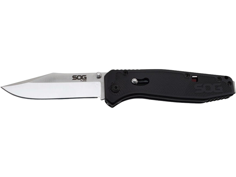 SOG Flare folding knife blade, 3.5 inches, for smooth one-handed deployment.
