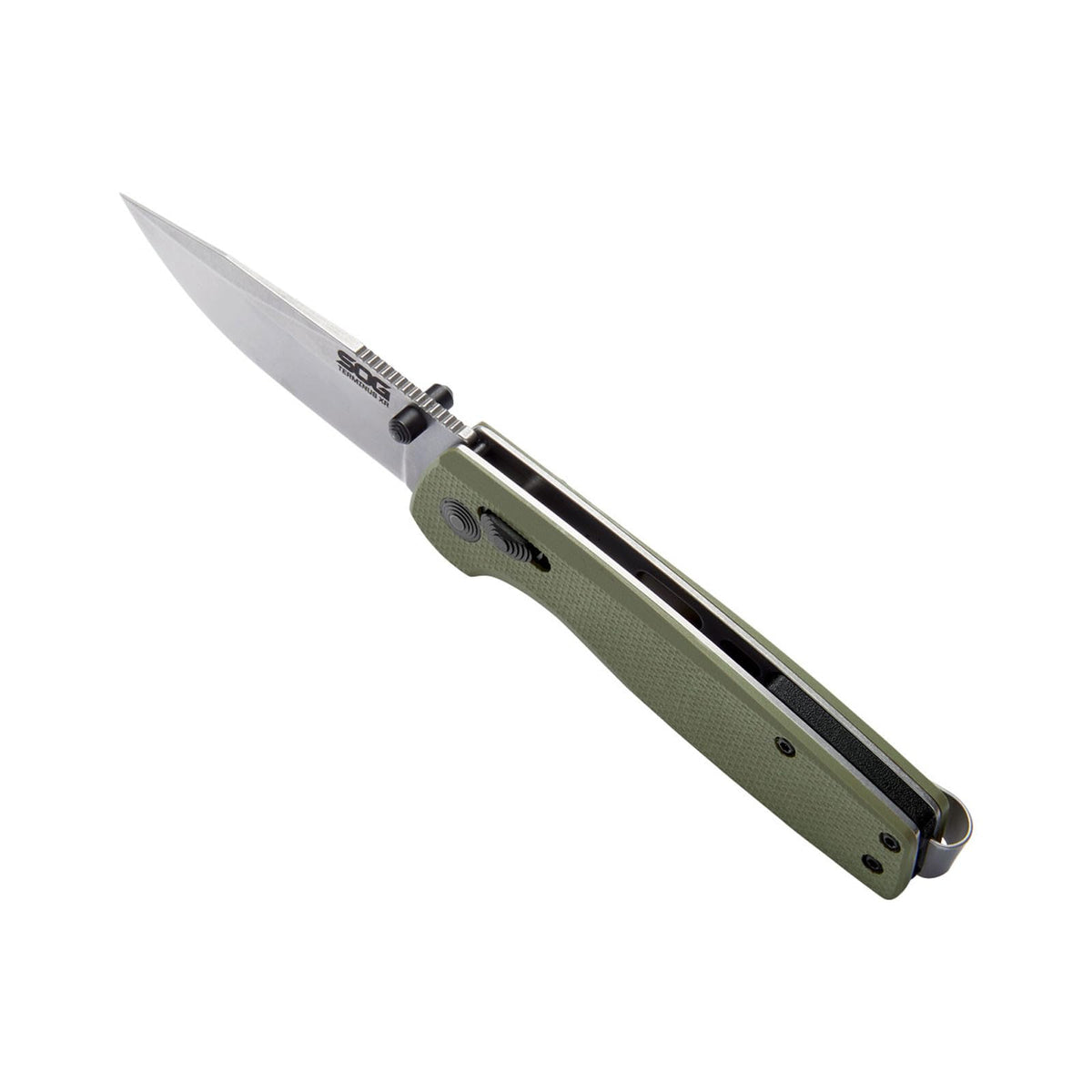 SOG Terminus XR ambidextrous clip reveals versatile left-right carry.